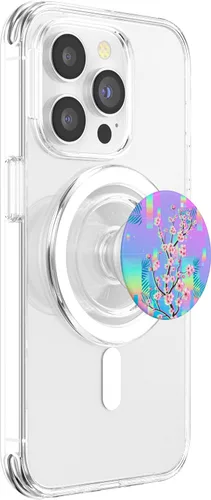 Vista 3 de Sakura Synthwave Colorful Vaporwave 90s Art Cherry Blossom PopSockets MagSafe PopGrip para iPhone