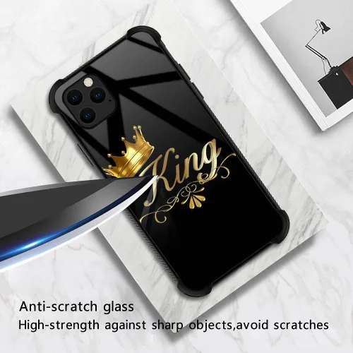 Vista 2 de DJSOK Funda para iPhone 13 Pro Max, diseño de patrón de lujo, a prueba de golpes, funda resistente para hombre y mujer, corona rey