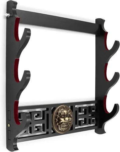 Vista 9 de Soporte de pared para espada Ekkhysis Kylin de 1 nivel con acolchado de terciopelo y gancho, soporte para katana para espada Tanto de samurái