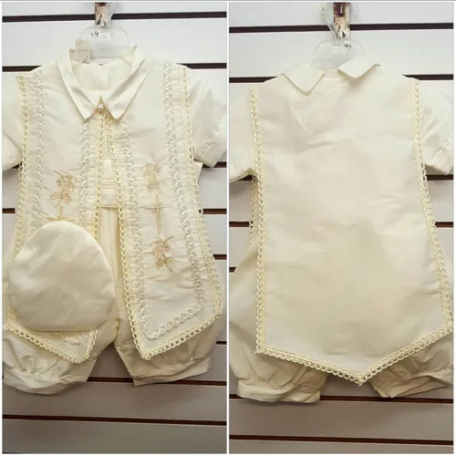 Vista 3 de Newdeve - Conjunto de bautizo para bebés y niños color marfil