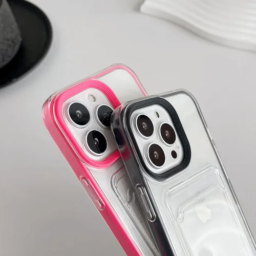 Vista 4 de Caseative Funda para iPhone 13 Pro, tarjetero de color caramelo transparente, a prueba de golpes, suave, compatible con iPhone (azul) ERROR: #N/A