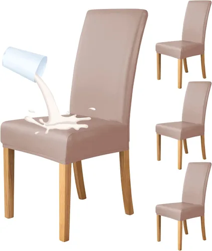 Vista 10 de Deisy Dee Fundas de cuero impermeables para sillas de comedor Parson (4, negro)