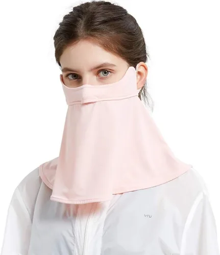 Vista 12 de Máscara facial de protección solar UPF 50+, polaina de cuello de seda de hielo, cubierta facial reutilizable UV, máscara refrescante transpirable