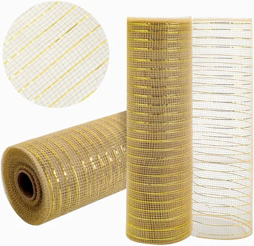 Vista 9 de 2 rollos de cinta de malla verde manzana decorativa de 10 pulgadas x 30 pies, rollos de malla de poli verde lima para suministros de corona DIY