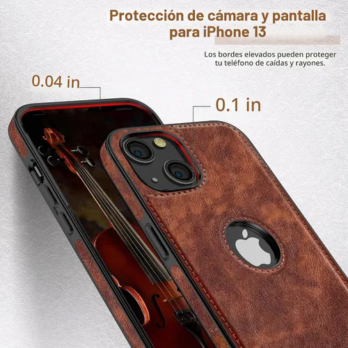 Vista 6 de LOHASIC Funda de cuero para iPhone 13, funda delgada para hombres y mujeres Marrón vintage