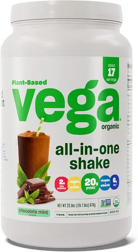 Vista 16 de Vega Organic All-in-One Proteína vegana en polvo sabor chocolate 9 porciones, ingredientes de superalimento, vitaminas para apoyo inmunológico