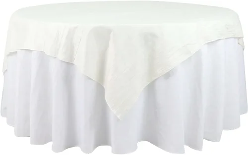 Vista 10 de Efavormart - Mantel cuadrado de tafetán arrugado de acordeón beige de 72 x 72 pulgadas
