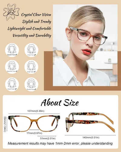 Vista 5 de MARE AZZURO Gafas de lectura grandes para mujer, lector 0 1 1.25 1.5 1.75 2 2.25 2.5 2.75 3 3.5