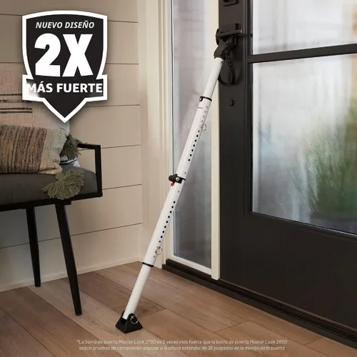 Vista 8 de Master Lock Tope de puerta corredera y barra de seguridad de puerta, ajustable para puertas batientes y correderas, lo suficientemente compacto como