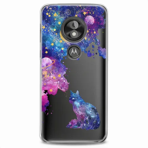 Vista 7 de Funda de TPU compatible con Motorola G9 G8 Plus G7 E20 P40 Z4 Edge 20 G22 Stylus Galaxy suave colorido patrón abstracto púrpura estrellas claro gato