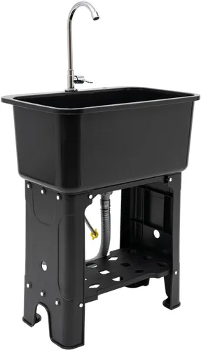 Vista 13 de CNCEST Fregadero de lavandería independiente, fregadero utilitario para interiores y exteriores con grifo giratorio de 360° y dispensador de jabón