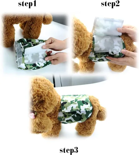 Vista 5 de Pañal reutilizable para perro macho, lavable, tela duradera y absorbente, envoltura para vientre (paquete de 3), color soñar, XL