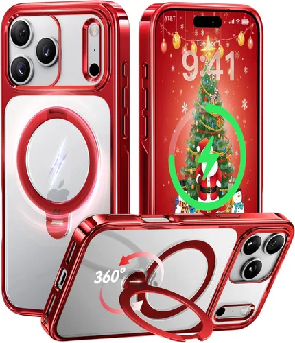 Vista 41 de CASEKOO Funda plateada brillante para iPhone 17 Pro con soporte magnético giratorio de 360 grados [compatible con MagSafe]