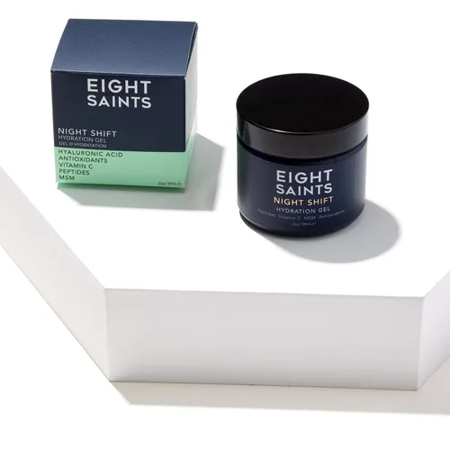 Vista 2 de Eight Saints Night Shift - Gel hidratante facial antienvejecimiento, natural y orgánico antiarrugas, gel de noche para reducir líneas finas