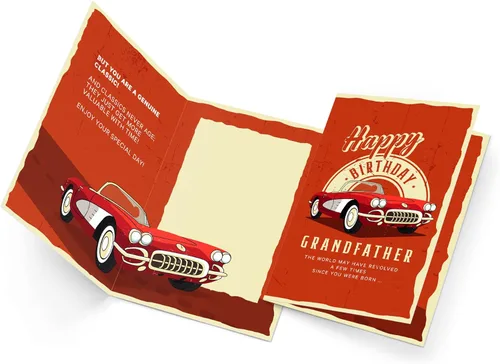 Vista 3 de Prime Greetings Tarjeta de cumpleaños para abuelo (abuelo), hecha en Estados Unidos, ecológica, tarjeta gruesa con sobre de alta calidad de 5 x 7.75