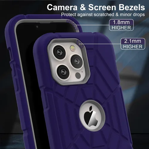 Vista 5 de Grifobes Funda diseñada para iPhone 14 Pro, silicona gruesa 3 en 1, resistente, a prueba de golpes, resistente, funda de goma de 6.1 pulgadas