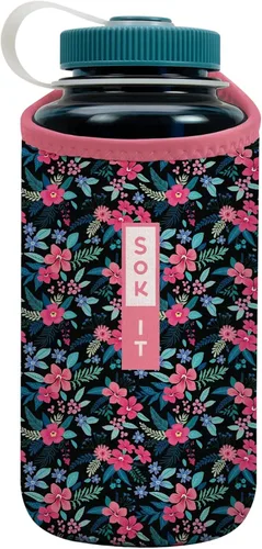 Vista 186 de Sok It BotlSok Funda para botella de agua con cubierta de neopreno aislante (Floral abstracto, se ajusta a CamelBak o Nalgene de 12 onzas)