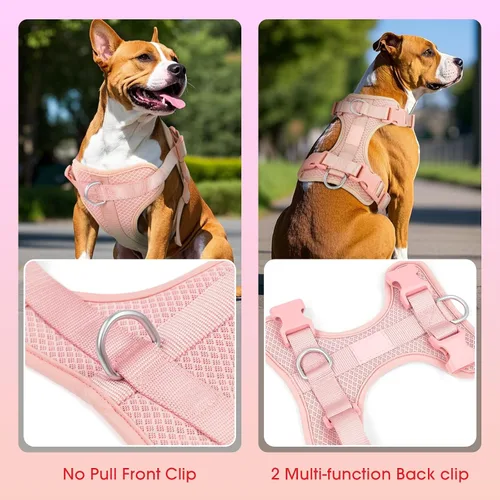Vista 3 de Wisedog Arnés para perro de tamaño mediano, chaleco para mascotas con clip frontal, arnés ajustable para cachorro con 3 hebillas de liberación