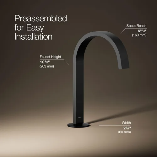 Vista 3 de Kohler 77968-BL Components - Caño para grifo de lavabo con diseño de cinta, 1.2 gpm, color negro mate