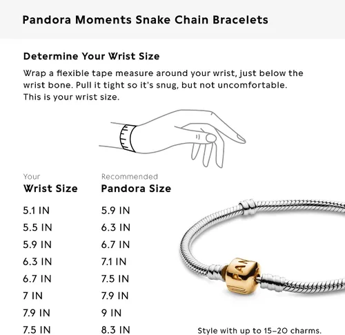 Vista 8 de PANDORA Jewelry Moments Snake Chain Charm Bracelet