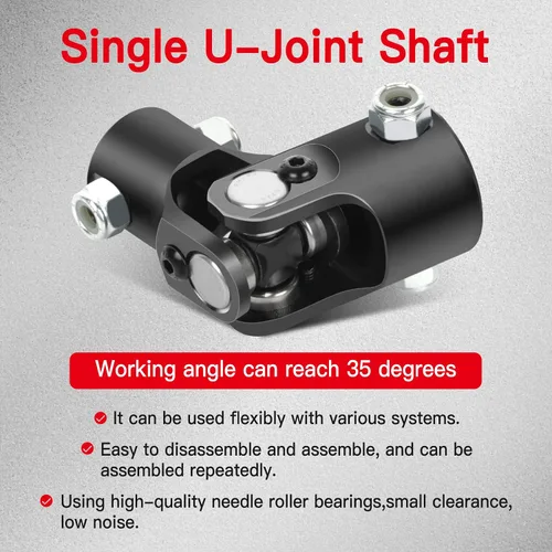 Vista 2 de CCIYU 1" DD * 3/4" DD Negro Juntas de Dirección Solo Eje Universal U-Joint 3.780 in