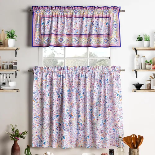 Vista 58 de Maison d' Hermine Juego de cortinas de cocina para ventanas, juego de cortinas de cocina 100% algodón, cenefas para el hogar [2 niveles