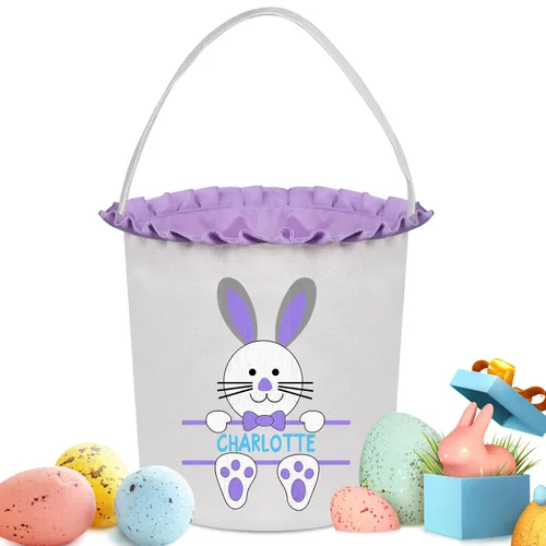 Vista 15 de Cestas de Pascua personalizadas para niños y niñas, cestas de conejo de Pascua personalizadas para niños, cesta de caza de huevos de Pascua, regalos