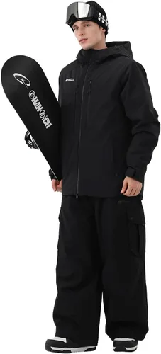 Vista 3 de Chaqueta de esquí para hombre, snowboard, 3L, acolchada, impermeable, resistente al viento, aislante, con capucha, para la nieve, invierno