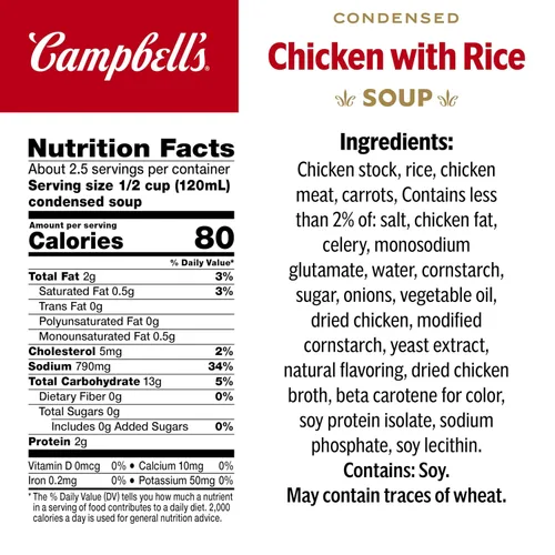 Vista 2 de Campbell’s - Sopa condensada de pollo con arroz, lata de 10.5 onzas