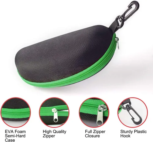Vista 6 de RayLove Paquete de 3 fundas de gafas de sol portátiles con cremallera y gancho