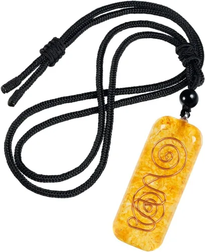 Vista 10 de Nupuyai Collar con colgante de cristal de orgón curativo ajustable para mujeres y hombres, colgante de piedra de amuleto de cristal con cuerda negra