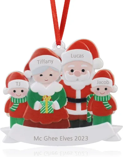 Vista 19 de JewelOra Adornos de Navidad, personalizados de 2 a 6 miembros de la familia, adorno personalizado para árbol de Navidad, decoraciones de vacaciones