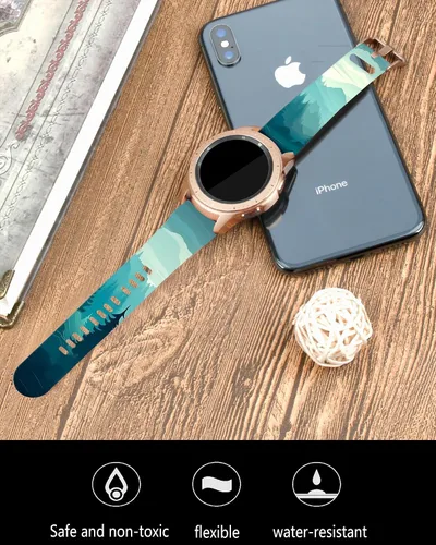 Vista 2 de Correas deportivas de silicona de 0.787 in compatibles con Galaxy Watch 6/Watch 5/Galaxy Watch 4 1.575 in 1.732 in/Classic 1.654 in 1.811 in/Watch 3