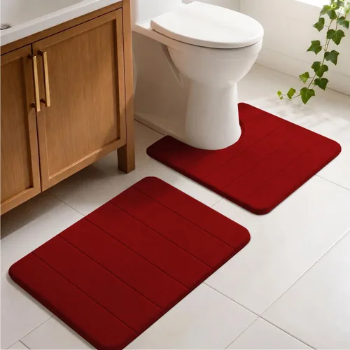 Vista 17 de Juego de 2 alfombras de baño de espuma viscoelástica, súper suaves, absorbentes, de secado rápido, alfombras de baño de espuma viscoelástica