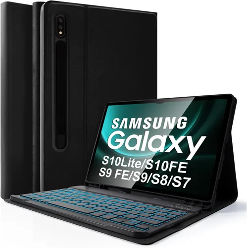 Vista 10 de LAMA Funda con teclado retroiluminado con mouse para Samsung Galaxy Tab S10 Lite/S10 FE/S9 FE de 10.9 pulgadas, funda delgada con teclado y mouse