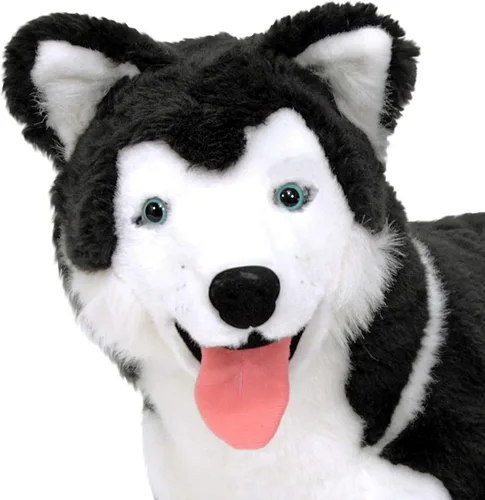 Vista 9 de Perro de peluche realista Melissa & Doug, raza husky siberiano gigante (más de 2 pies de altura)