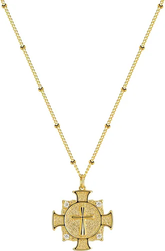 Vista 172 de Fettero - Collar con dije de cruz de fe, chapado en oro de 14 K, cadena fina, minimalista, simple, pequeña, para oración, regalo de joyería religiosa