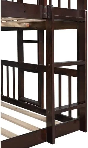 Vista 8 de Cama matrimonial triple con barandilla (espresso triple)