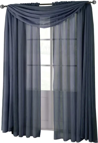 Vista 18 de sheetsnthings Solid Abri Panel de Cortina Transparente Arrugada con Bolsillo para Barra, 50 Pulgadas de Ancho x 63 Pulgadas de Largo, Negro