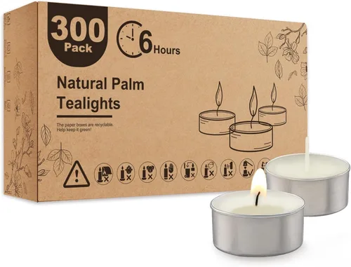 Vista 16 de Ashlux Velas de té sin perfume con forma de palma, paquete de 25 unidades a granel, 4.5 horas de combustión, velas de té blancas de larga duración