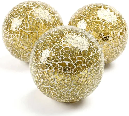 Vista 9 de DomeStar - 3 bolas decorativas para cuencos, bolas de vidrio blancas de 4 pulgadas Bolas decorativas para cuencos de centro de mesa, decoración