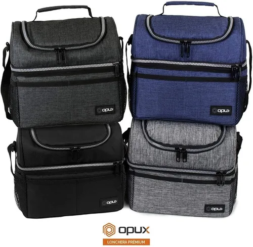 Vista 9 de OPUX Lonchera para hombres y mujeres, bolsa de almuerzo grande aislada para trabajo de adultos, lonchera de dos pisos para preparación de comidas