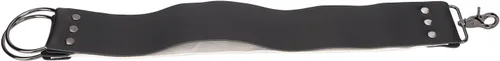 Vista 6 de Strop de cuero negro con ganchos de anclaje de latón para afilar cuchillos, rasurar corte recto, herramienta de limpieza duradera para maquinillas