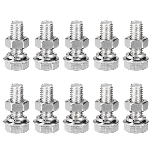 Vista 11 de uxcell Tornillos de cabeza hexagonal M8 x 0.630 in, tuercas, kits de arandelas planas y de bloqueo, pernos hexagonales de rosca completa de acero