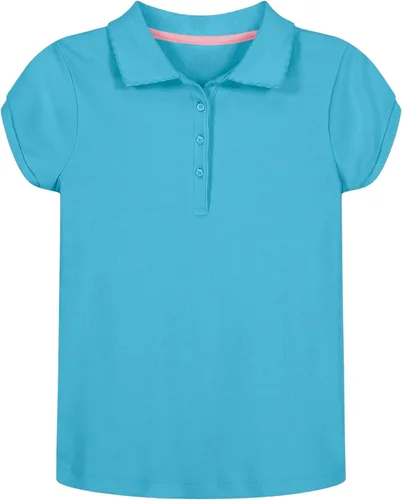 Vista 10 de Nautica Camisa polo de manga corta para uniforme escolar para niñas, cierre de botón, tela de piqué suave