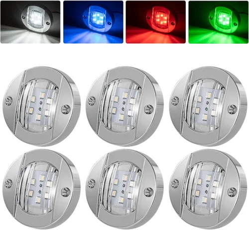 Vista 8 de 6 Piezas Luces LED Marinas para Barco, Cubierta de Cabina, Luces de Cortesía de Popa Espejo de Popa 12V DC para Navegación en Barco, Kayak, Yate Azul