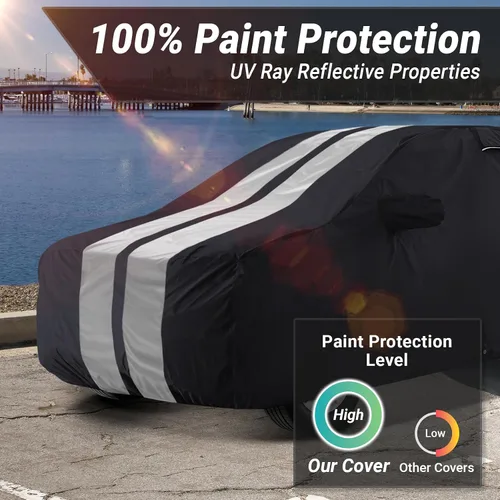 Vista 6 de iCarCover Premium Plus Cubierta impermeable para SUV para todo tipo de clima, cubiertas de coche con protección UV para Blazer K5, LR3, LR4, Tahoe