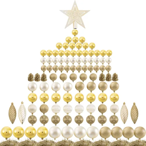 Vista 7 de Ogrmar Juego de adornos de bola de árbol de Navidad de 119 quilates, formas y tamaños surtidos, decoración colgante inastillable con paquete de Azul