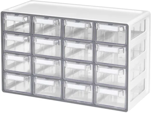 Vista 12 de Blue Ginkgo Gabinete grande de 12 cajones, organizador transparente apilable para hardware, cuentas, ladrillos de plástico, oficina y almacenamiento