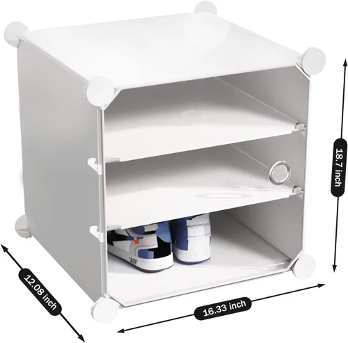Vista 6 de Zapatero portátil organizador de 72 pares, almacenamiento cerrado de zapatos, organizador de zapatos de plástico blanco con puerta transparente